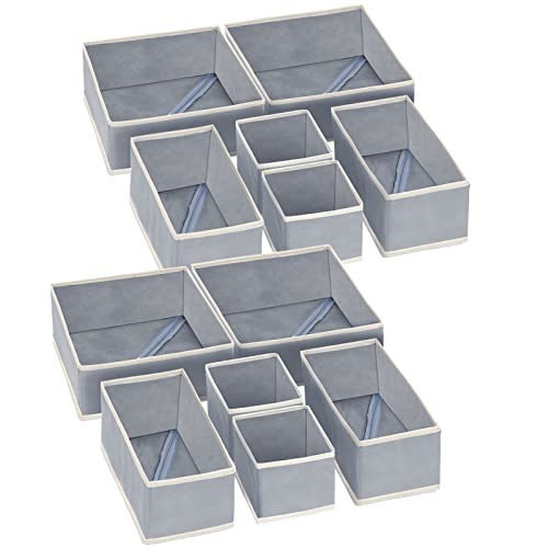 Felibeaco Set Of 12 Foldable Clothes Drawer Organizers , Fabric Closet Dresser Drawers Organizers Dividers ,Clothing Storage Organizers Box For Underwear, Bras, Lingerie, Panties, Socks, T-Shirt,Dark Gray #TOP1