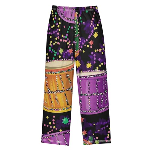 ZZXXB Mardi Gras Drums Boys Long Pants Soft Trousers Elastic Waist Kids Lounge Bottoms with Pockets S-XL2