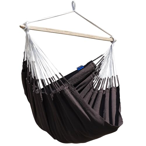 Potenza Hängesessel 180 x 140 cm Medelin XL Hängestuhl Hängesessel Hängeschaukel Textil Hängesitz, bis 160 kg Handgefertigt aus Baumwolle Hängematte Schaukelstuhl (Kaffee, XL)