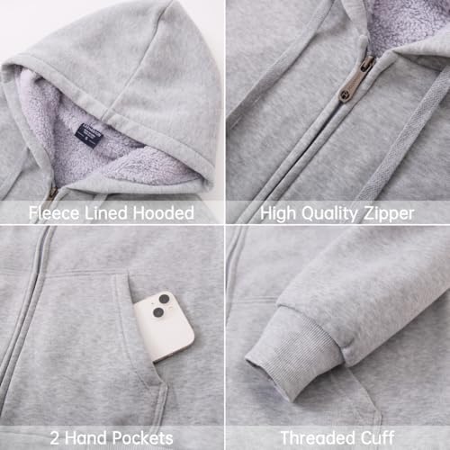 Image of LeeHanTon Sherpa Lined Hoodies for Men Heavyweight Full Zip Up Sweatshirt Thick Fleece Winter Warm Work Jackets Plus Size