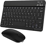 Combo de teclado e mouse Bluetooth ultrafino recarregável, portátil, sem fio,para Apple iPad, iPhone iOS 13 e acima, Samsung, tablet, celular, smartphone, Android,Windows(preto de 10 polegadas)