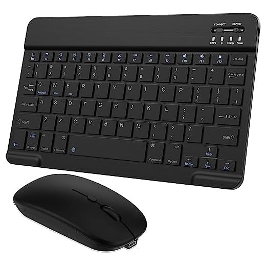 Combo de teclado e mouse Bluetooth ultrafino recarregável, portátil, sem fio,para Apple iPad, iPhone iOS 13 e acima, Samsung, tablet, celular, smartphone, Android,Windows(preto de 10 polegadas)