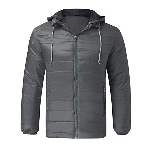 Men's Lightweight Warm Puffer Jackets Autumn Winter Down Jacket Thermal Hybrid Hiking Coat Water Resistant Packable Gray #TOP1
