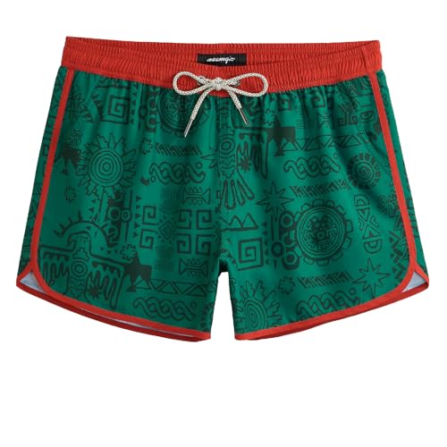 Image of maamgic Mens Boys Short 80s 90s Vintage Swim Trunks with Mesh Lining Quick Dry Swim Suits Board Shorts