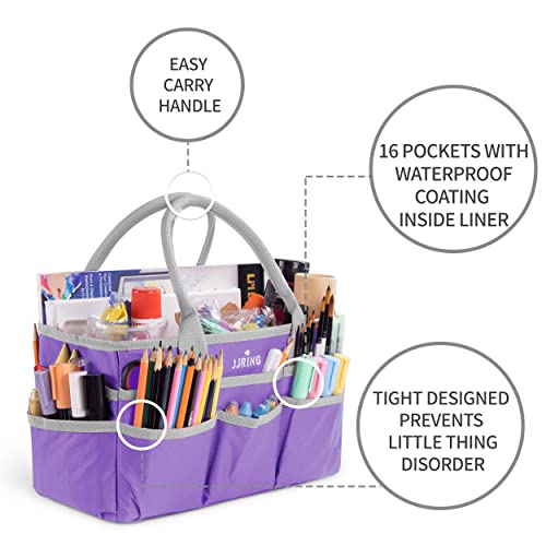 Image of JJRING Craft and Art Tote - 600D Purple Nylon Fabric Art Sewing Organizer Bag with Pockets - for Craft, Scrapbooking, Medical, and Office Supplies Storage