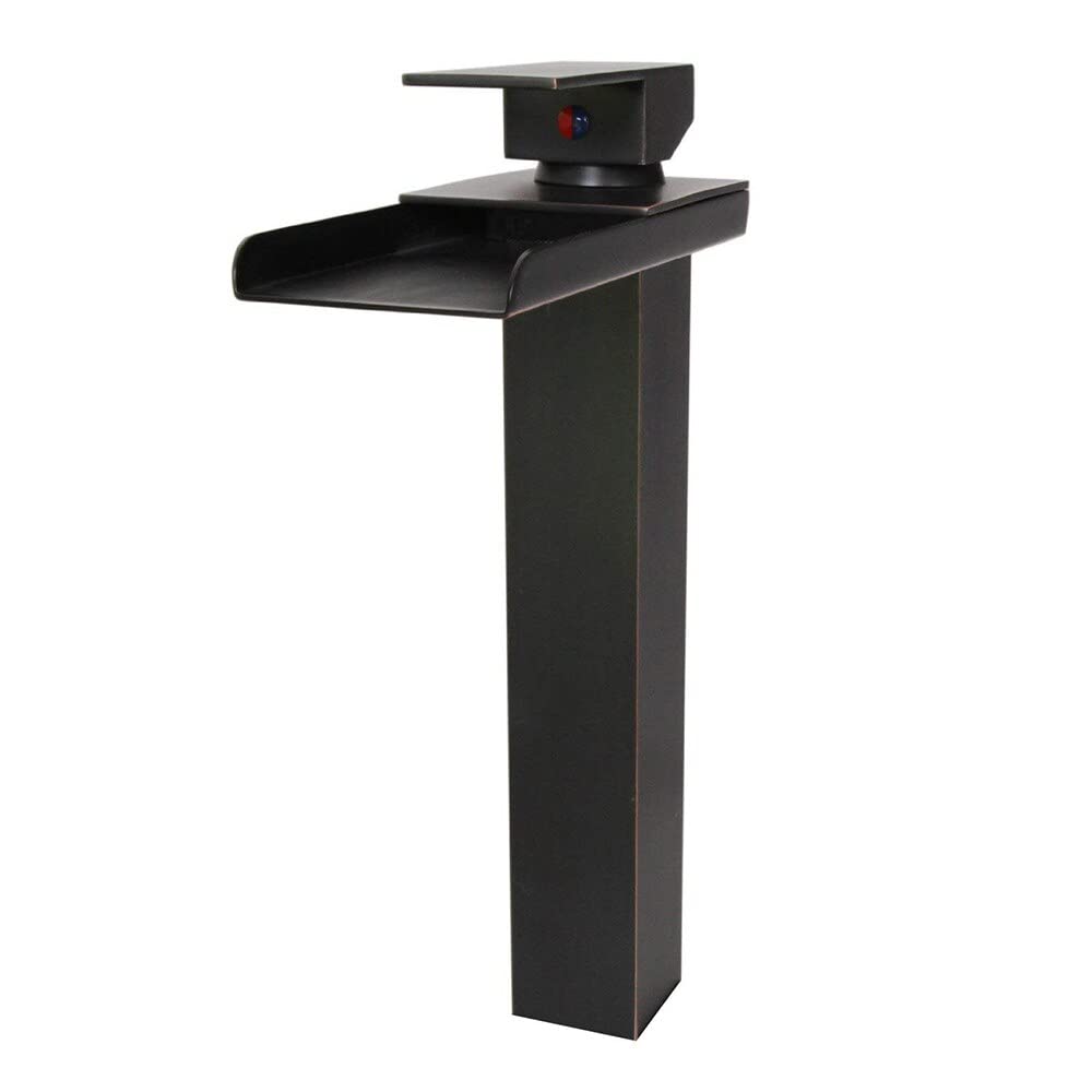 Mitigeur de lavabo cascade noir à commande unique eau chaude et froide en laiton