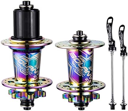 BOLANY Bike Hubs Disc Brake 32 Hole 4 Sealed Bearing Bicycle Aluminum Alloy Quick Release MTB Hub NBK 8 9 10 11 Speed (Colorful, 32H)