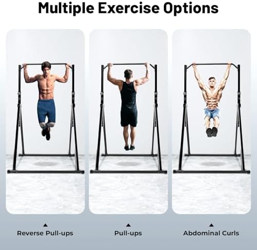 Bild 5 - Faltbar Klimmzugstange Freistehend, Klimmzugstange Power Tower Dip Stange Power Rack Dreieckstruktur 200kg Tragfähigkeit für Wohn- und Schlafzimmer, Fitnessstudios