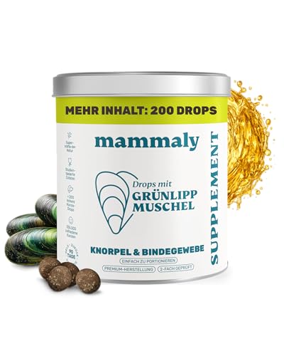 Grünlippmuschel Hund die Gelenktabletten von mammaly - ca. 200 Snacks für Hunde (340g) - Kann positiven Beitrag bei Arthrose leisten - Alternative zu Tabletten Kapseln & Grünlippmuschelpulver