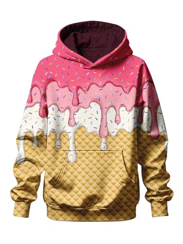 wangstar Graphic Hoodies for Boys Sweatshirts for Teen Boys Fashion Hoodies Size 14-16 Youth Cool Ice Cream