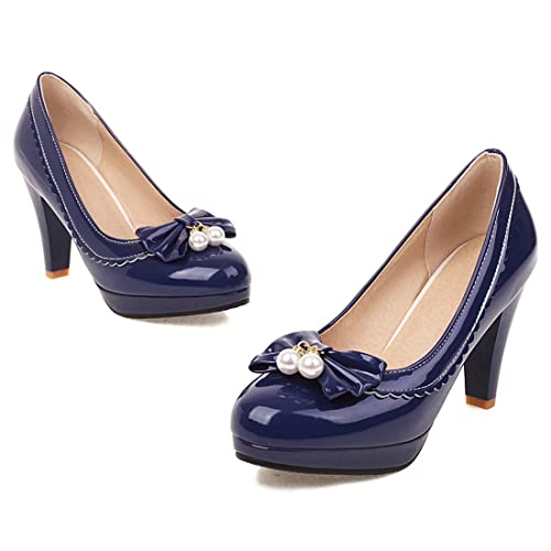 VOKLIN Women's Fashion Bowtie Pointed Toe Dress Pumps Platform High Heel Wedding Party Elagant Pump Shoes2