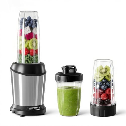 NEWBULIG Máquina de batidos de 17 o 24 tazas, portátil, sin BPA, pequeña máquina de batidos personales con cerradura de seguridad, para cocina, trituración, molienda, mezcla, plata