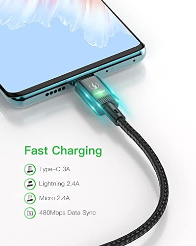 Magnetic Charging Cable 2Pack 6Ft, Kuula 3A Fast Charging Cord, Nylon Braided Magnetic Phone Charger, Magnetic Usb C Cable, Magnetic Lightning Cable Compatible With Mirco Type C And Smart Devices #TOP1