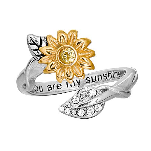 Stainless steel Sunflower Adjustable Ring you are My Sunshine Classic Cute Bands for women (8)