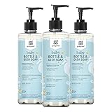 Grab Green Baby Bottle and Dish Soap, 16 Ounce (Pack of 3), Gentle Bamboo Scent, Plant and Mineral Based, Eliminates Breast Milk and Formula Residue, Easy Rinsing