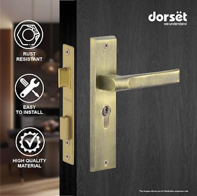 Image of Dorset Texa Mortise Lock - 60 mm Key and Knob Cylinder, 8 Inch Handle Lockset for Bedroom /Main Doors, Antique Finish, 3 Keys - HLTEXAPT