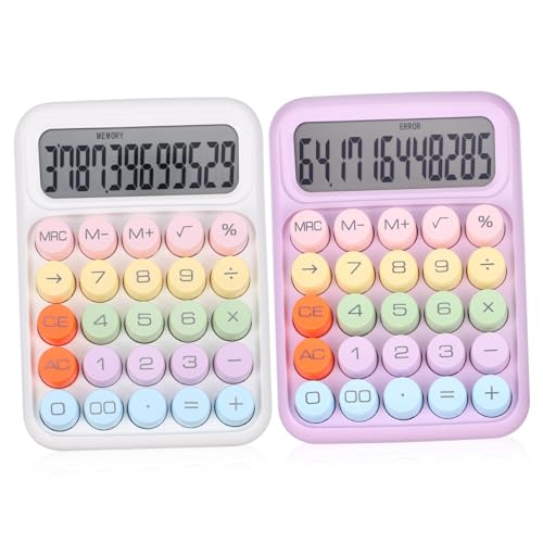 Calculadoras de escritorio con botones redondos grandes y pantalla LCD de colores