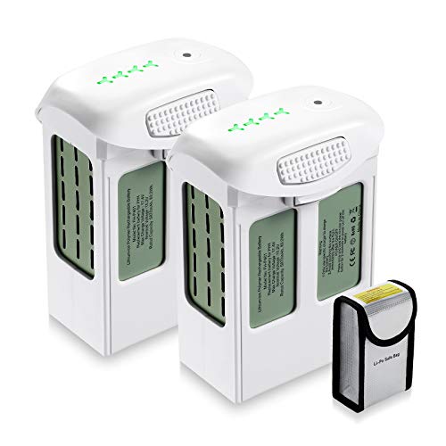 Powerextra High Capacity 2-Pack Phantom 4 LiPo Flight Battery + Battery Safe Bag Replacement for Phantom 4, Phantom 4 Pro, Phantom 4 Pro V2.0, Phantom 4 Advanced Drone