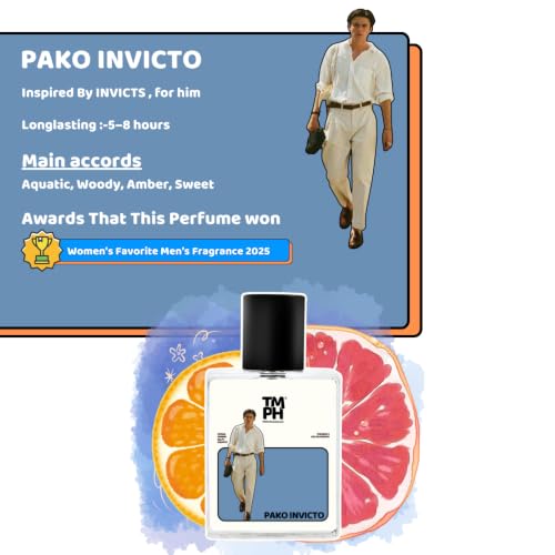 Image of TMPerfumehousePAKO INVICTO EDP for Men | Fresh, Citrusy & Long Lasting Perfume Spray | Citrusy, Salty & Marine Fragrance | Luxury Gift for Him | TMPH | 50ml