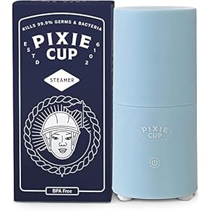 Pixie Menstrual Cup & Disc Steamer Sterilizer 2.0 – Kills 99.9% of Germs with Cleaner Steam – Wash Your Period Cup in 3 Minutes! – The Most Asked for Sensor On-Off Button & Must Have Cylinder Shape