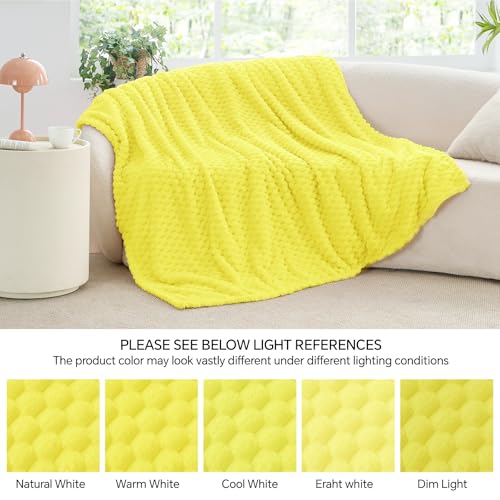 Image of BEDELITE Amber Yellow Throw Blanket for Couch, Soft Cozy Gifts for Women | 3D Jacquard Decorative Fleece Blanket, Super Soft Plush Throws, Cute Birthday Gift for Women, Suitable for All Seasons, 50*60