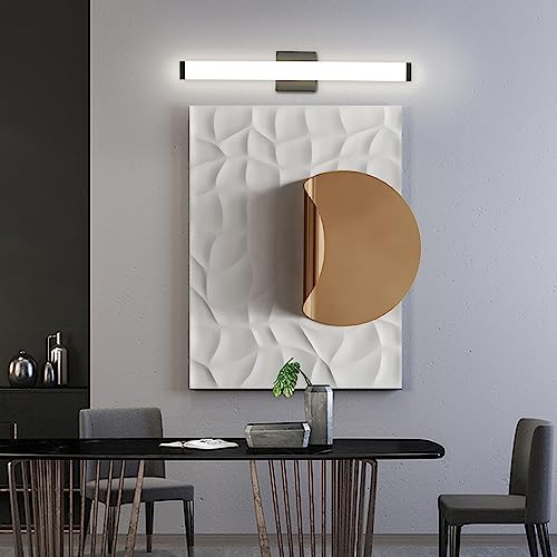 Image of Bathroom Vanity Light Brushed Nickel Square LED 24 inch 14W 4000K Natural White Light Wall Bar Lighting Fixtures Over Mirror (Matte Black, 24in)