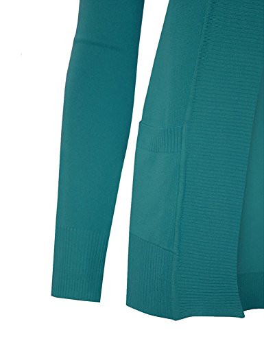 Image of Cielo Women's Solid Basic Open Front Pockets Knit Sweater Cardigan