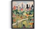 Atlanta Georgia Poster Art Print, City Skyline American Folk Art, Naive Artwork Painting Decor for Bedroom, Bathroom, Living room Gallery 36 (Atlanta Georgia,10"L x 8"W, Unframed)