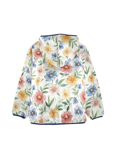 Watercolor Flowers Girls Fleece Jacket Girls Fall Jacket Boys Coats Zip Up Hoodie Children Outerwear 2-10T2