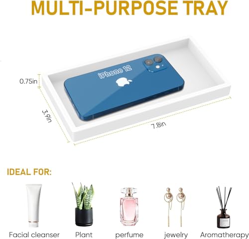 EG-SIPRO Silicone Bathroom Tray, Thickened Shatterproof Rectangle Vanity Tray for Counter, Soap Dispenser Tray - Small 7.8 * 3.9 in - White Marble Pattern by EG-SIPRO - Image 7