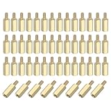 PATIKIL M2.5 x 10+5 mm Female Thread Hex Brass PCB Standoff, 50 Pcs for FPV Drone Quadcopter PCB Motherboard Steel Screw Nut Set Computer Electrical, Gold