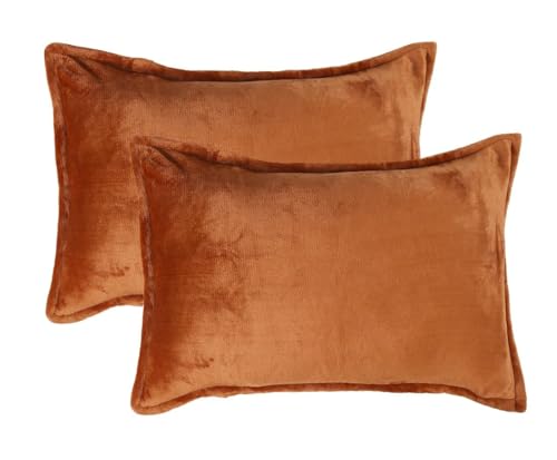 Image of RD TREND Presents Velvet 250 GSM Pillow Cover Set of 2 with Zipper,Size -18 inch x 28 inch Inches (45x71 Cm) (Mustard)