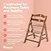 hauck Alpha+ Grow Along Solid Beechwood Booster Highchair with Adjustable Seat, 5 Point Safety Harness, & Bumper Bar for Infants & Toddlers, Walnut