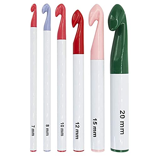 Aguja de crochet ergonómica 6 piezas Juego de ganchillo grande Agujas de tejer de ganchillo largas Ganchos de crochet 20 mm 15 mm 12 mm 10 mm 8 mm 7 mm 110 para coser hilo de lana tejido artesanal Cover