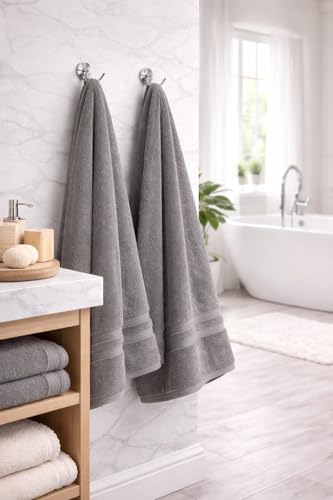 Image of Towels for Bath | Towels for Bath Large Size Bath Towel - Soft & Absorbent | 600 GSM | 1 Piece Bath Towel for Men /Women | 70 cms x 140 cms - Ash Grey