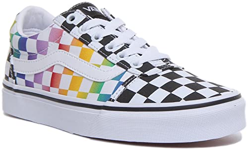 Vans Vans Women's Ward Seasonal Sneaker, Rainbow Check Black White, 9.5 US
