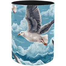 Flying Seagulls Iron Sheet Leather pen holder, Pen Cup Makeup Brush Holder, Design for School, Home and Stationary Supplies 3.9 x 2.9 Inches