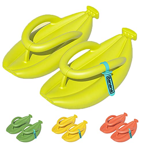 Hokuto Banana Slippers, Banana Flip Flops, Summer Thick Sole Non-Slip Beach Bathroom (Fluorescent Green, adult, women, numeric_3, numeric_range, uk_footwear_size_system, numeric_3_point_5, medium)
