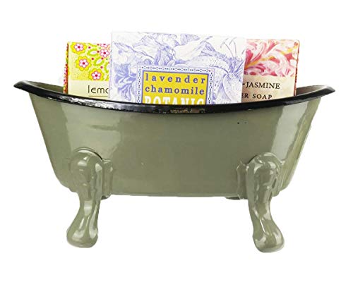 Mini Metal Bathtub Soap Set with 3 Shea Butter Moisturizing Soaps (Multi Grey)