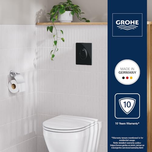 Image of Grohe Air Flush Flush Plate, Glossy Black Finish | Compatible With Grohe Cistern Tank | Dual Flush Button | Sophisticated Style With Highest Performance | 10 Year Warranty| 38505KV0
