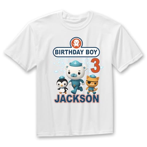 Cartoon Octopod birthday shirt, Captain Barnacles Party Shirt
