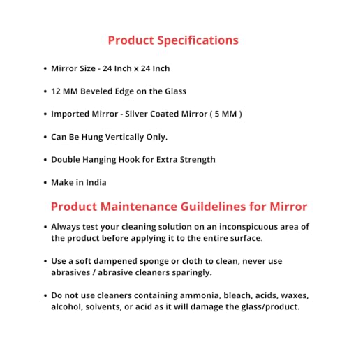 Image of 24x24 Inch Frameless Round Mirror for Wall /Beveled Glass with Smooth Edges /Mirror for Bathroom /Bedroom /Living Room /Entryway /Dressing Room /Unframed Decorative Mirror | BM2424A8