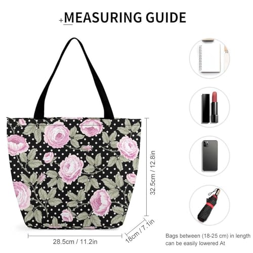 Sac de shopping pour femme grand volume fleur à pois - Résolvez le manque de place - 2