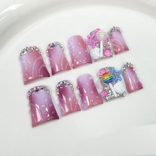 Handmade Press on Nails Medium Duck Fake Nails Acrylic with
