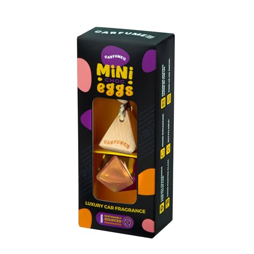 Carfume Limited Edition Mini Choc Eggs Car Air Freshener | Premium Sweet Cocoa Honey & Vanilla Fragrance | Luxury Recyclable Scented Diffuser - Odour Eliminator - UK Made Car Accessories