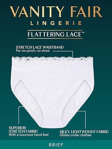 Vanity Fair Women's Flattering Lace Panties: Lightweight & Silky with Superior Stretch, Black, 8