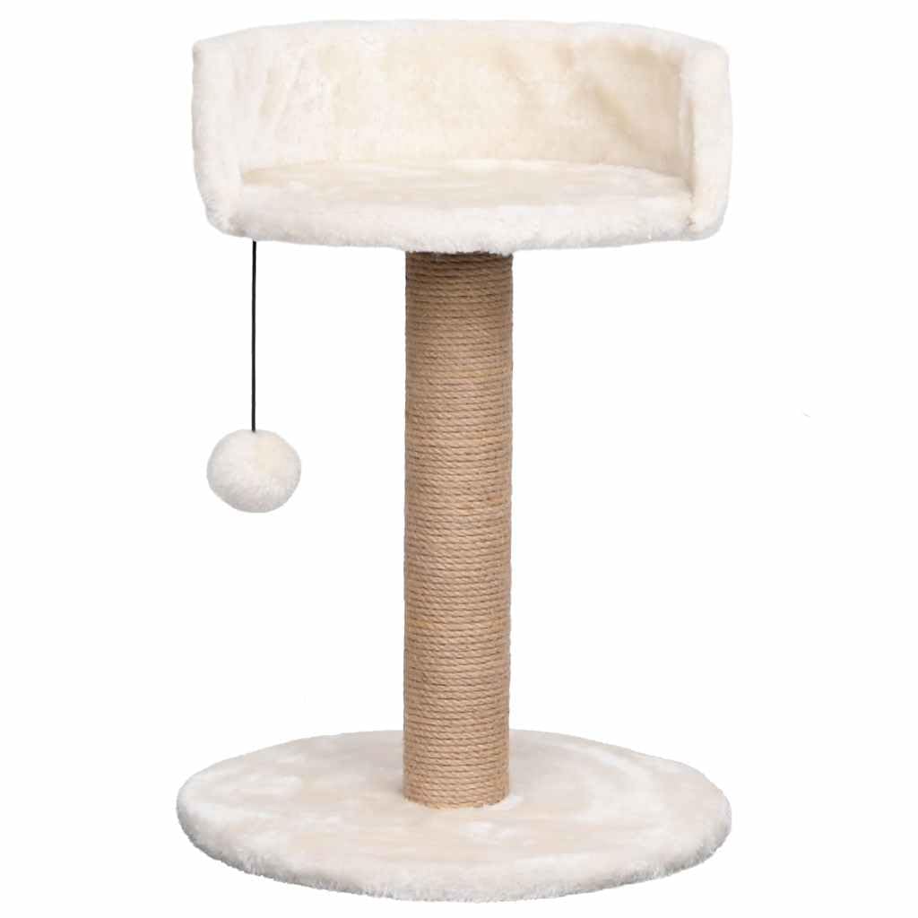 Árbol rascador para gatos con columna rascadora de algas marinas de 49 cm de altura, estable árbol rascador con cama de peluche, juguete colgante y sisal natural para el cuidado de las garras