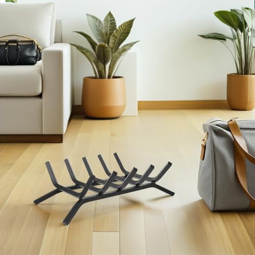 Support bûches métal noir camping cheminée design moderne pas encombrant - 8