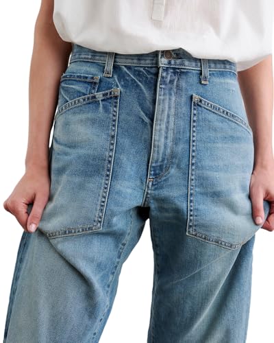 Womens Barrel Jeans Mid Rise Baggy Wide Leg Jeans Casual Stretch Cropped Denim Pants with Pockets4