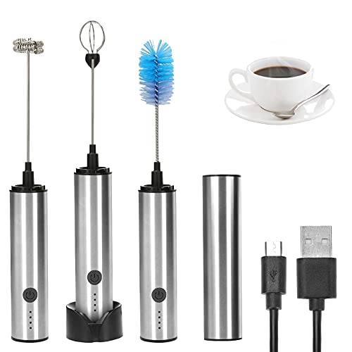 Milchaufschäumer Handheld, 3-in-1 bester Milchaufschäumer, elektrisch 3 Stufen verstellbar, geräuscharm, Milchbesen…